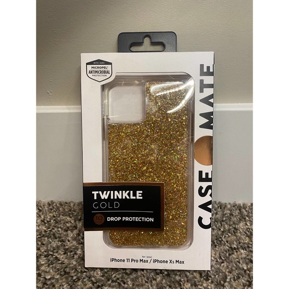 Case-Mate iPhone 11 Pro Max/iPhone XS Max Twinkle Gold Glitter Phone Case New - Picture 1 of 2